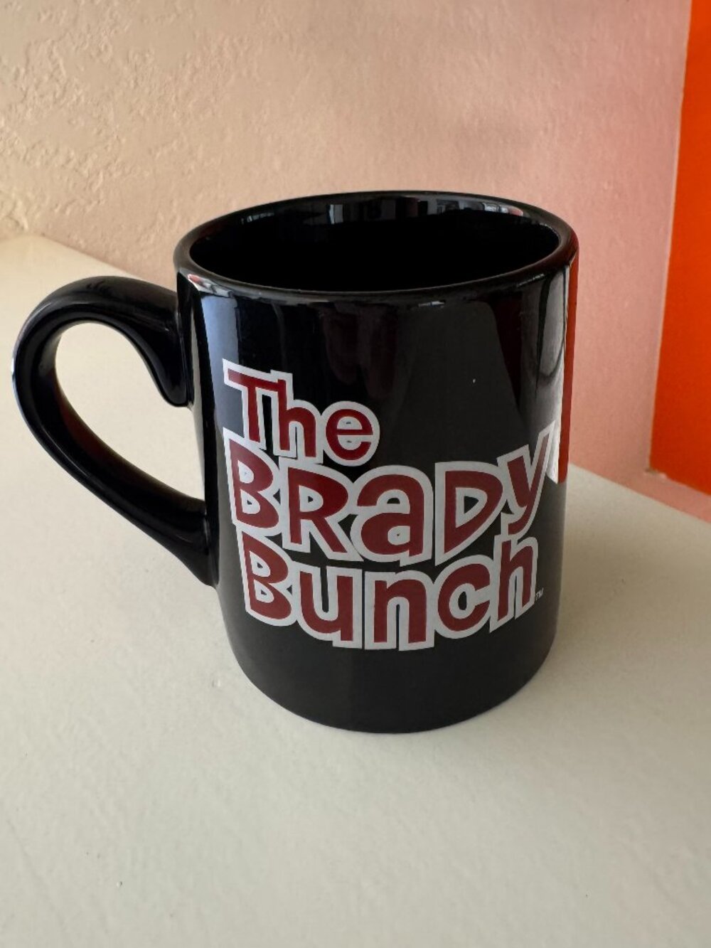 Brady Bunch Black Coffee Mug, with pictures of the whole gang